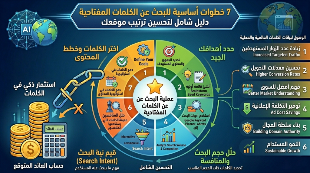 7 خطوات أساسية للبحث عن الكلمات المفتاحية لموقعك (2026)