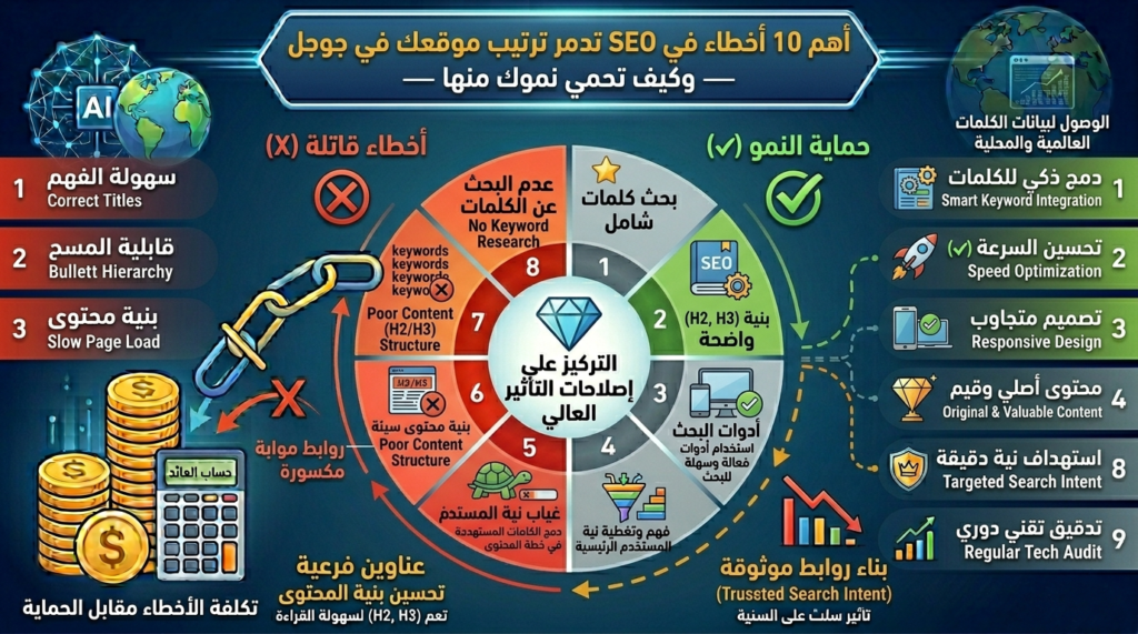 أخطاء في SEO تدمر ترتيب موقعك في جوجل