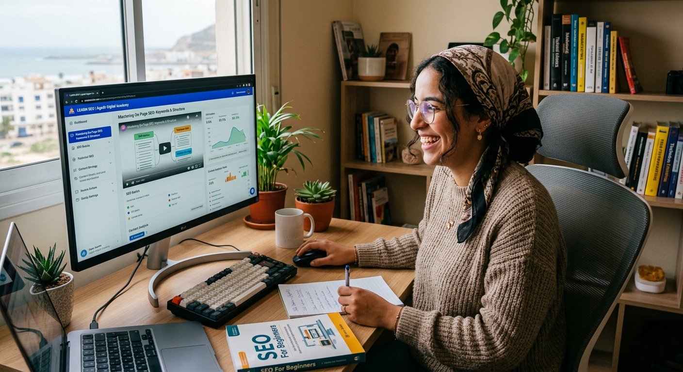 ما هو SEO - شخص مبتدئ يتعلم تحسين محركات البحث على الحاسوب